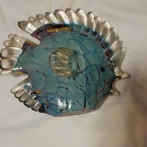 Blue Glass Fish Sculpture